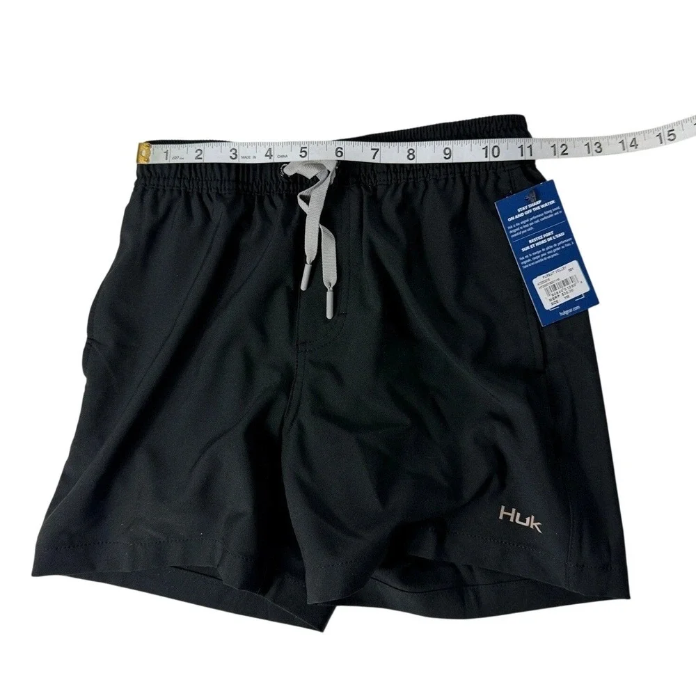 Huk Pursuit Volley Youth Medium Black Fishing Swim Shorts Boardshorts NWT